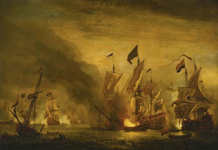 VELDE, Willem van de, the Younger The burning of the Royal James at the Battle of Solebay Norge oil painting art